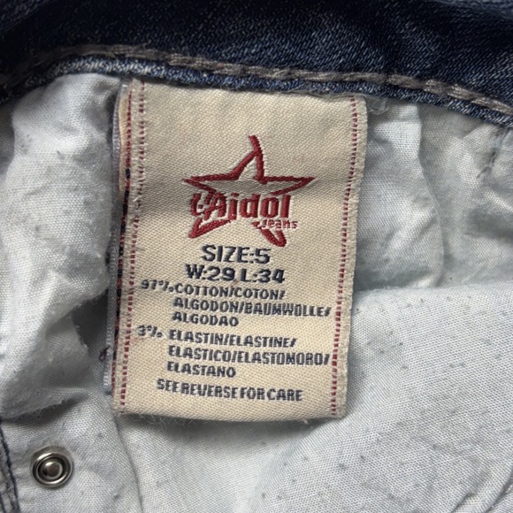 LA Idol/USA Women's Size 5 29x28 Embroidered Slightly Distressed Bling Jeans EUC - Picture 9 of 10